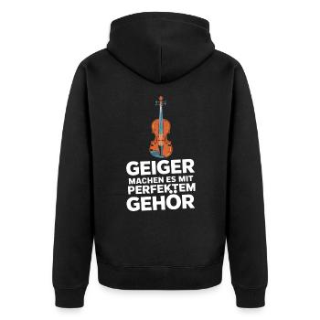 Musiker Geigen Spieler Geiger Violine Violinist - Unisex Premium Bio Zip Hoodie - Schwarz - Hinten - Nico (187cm)