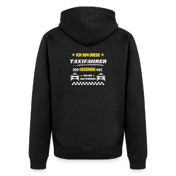 Taxifahrer Legende - Unisex Premium Bio Zip Hoodie - Schwarz - Hinten - Nico (187cm)