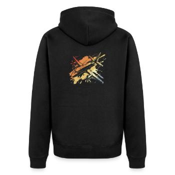 Flugzeug Streetart Retro - Unisex Premium Bio Zip Hoodie - Schwarz - Hinten - Nico (187cm)