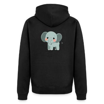 Éléphant mignon et heureux - Adorable dessin animé - Veste à capuche bio Premium Unisexe - noir - Dos - Nico (187cm)
