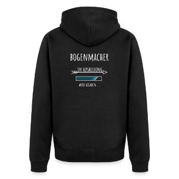 Bogenmacher Ausbildung Beruf Geschenk - Unisex Premium Bio Zip Hoodie - Schwarz - Hinten - Nico (187cm)