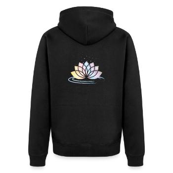 Stylized Pastel Flower Symbol with Water - Unisex Premium Organic Zip Hoodie - black - Back - Nico (187cm)