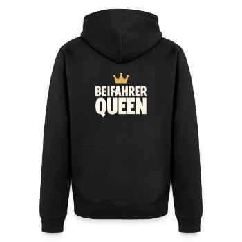 Passenger Queen lettering with crown - Unisex Premium Organic Zip Hoodie - black - Back - Nico (187cm)