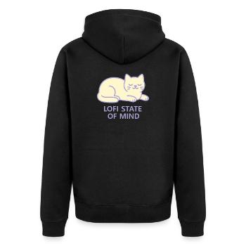 Sweat à capuche Lo Fi Cat – Cozy State of Mind - Veste à capuche bio Premium Unisexe - noir - Dos - Nico (187cm)