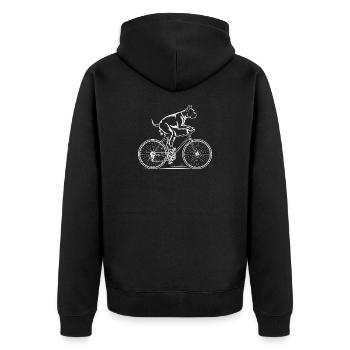 Boxer Dog Driving Bicycle - Unisex Premium Organic Zip Hoodie - black - Back - Nico (187cm)