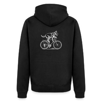 German Shepherd Dog Driving Bicycle - Unisex Premium Bio Zip Hoodie - Schwarz - Hinten - Nico (187cm)