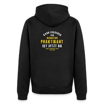Konditor Praktikant Konditorei Praktikum Bäcker - Unisex Premium Bio Zip Hoodie - Schwarz - Hinten - Nico (187cm)