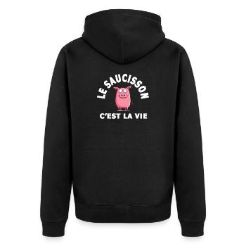 le saucisson c'est la vie humour - Veste à capuche bio Premium Unisexe - noir - Dos - Nico (187cm)