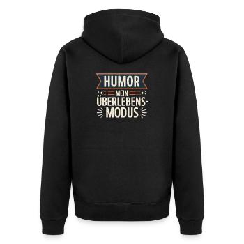 Humor – My Survival Mode | Funny saying - Unisex Premium Organic Zip Hoodie - black - Back - Nico (187cm)