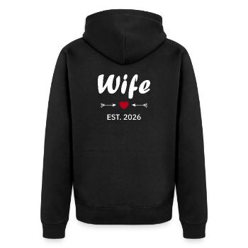 Wife Est 2026 - Veste à capuche bio Premium Unisexe - noir - Dos - Nico (187cm)