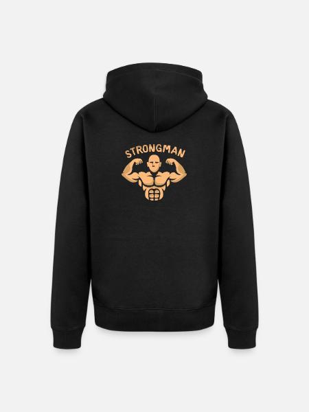 Strongman Bodybuilder – Kraft & Muskelpower - Unisex Premium Bio Zip Hoodie - Schwarz