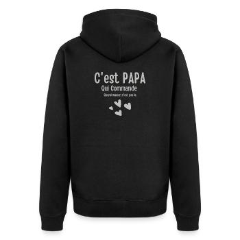 C'est Papa Qui Commande Quand Maman Absente - Veste à capuche bio Premium Unisexe - noir - Dos - Nico (187cm)