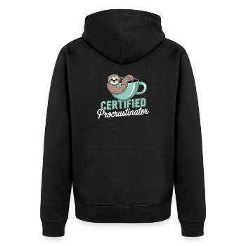 laziness humor - Unisex Premium Organic Zip Hoodie - black - Back - Nico (187cm)