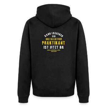 Installateur Praktikant Installateure Praktikum - Unisex Premium Bio Zip Hoodie - Schwarz - Hinten - Nico (187cm)