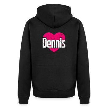 J’aime Dennis Pink Heart J’aime Dennis - Veste à capuche bio Premium Unisexe - noir - Dos - Nico (187cm)