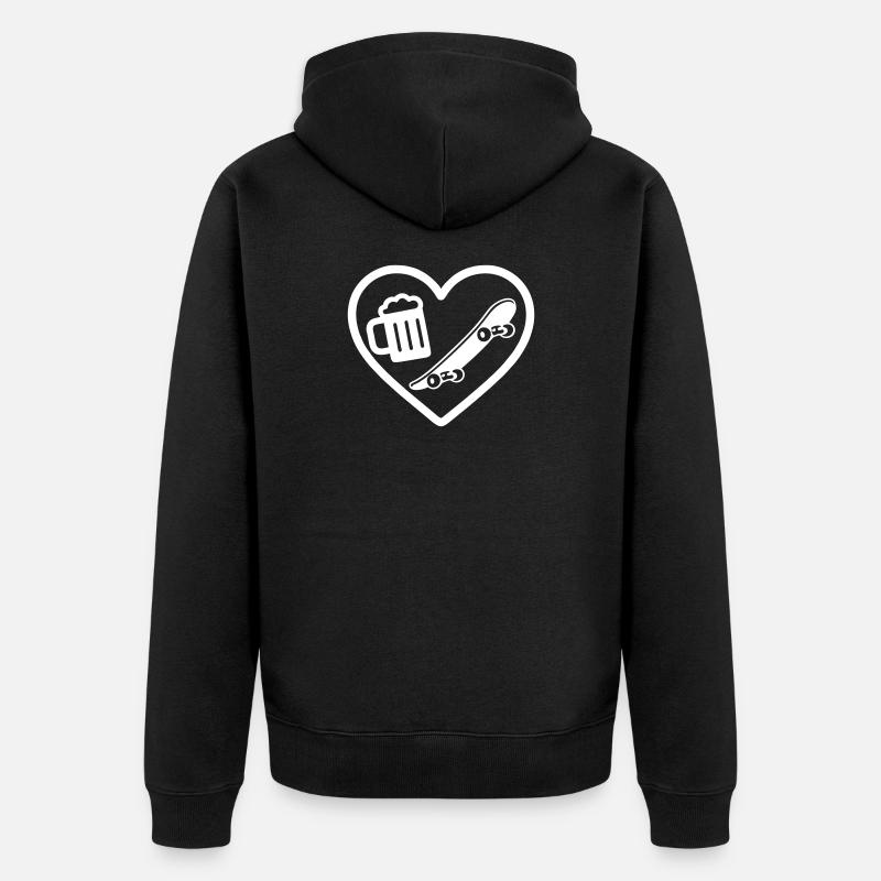 Bière Heart Skateboard - Veste à capuche bio Premium Unisexe - noir