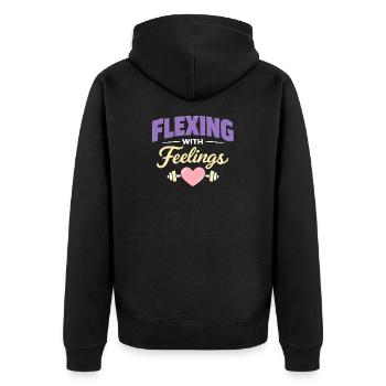 Anime Strong Girl Taking The Force In - Unisex Premium Organic Zip Hoodie - black - Back - Nico (187cm)