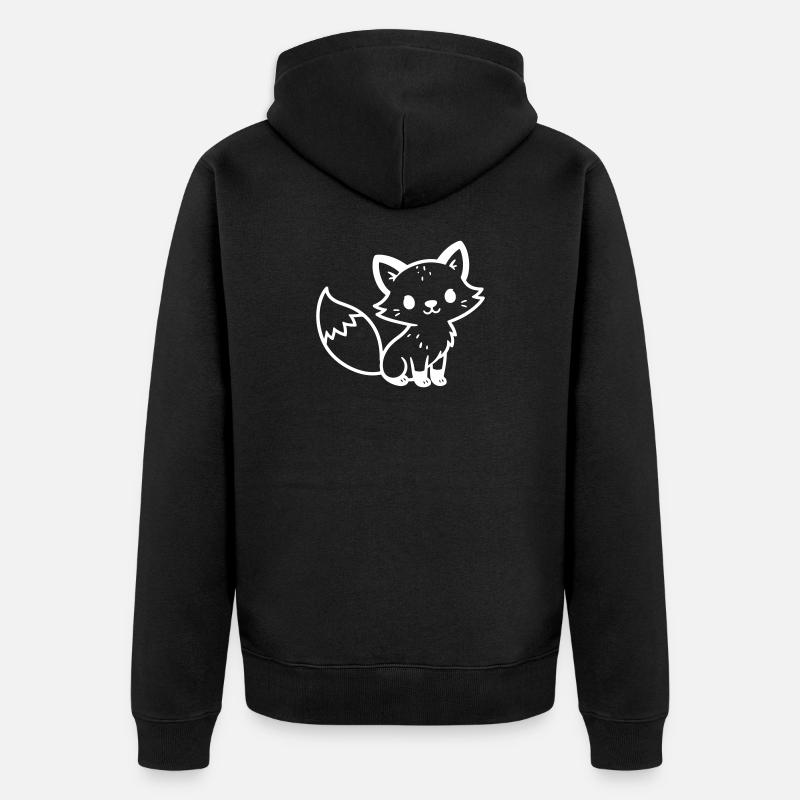 Fox Cute Comic - Veste à capuche bio Premium Unisexe - noir