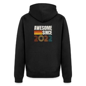 Awesome Since 2022 Retro Vintage Birthday - Unisex Premium Organic Zip Hoodie - black - Back - Nico (187cm)