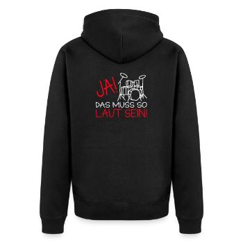 Batterie : Musicien drôle - Veste à capuche bio Premium Unisexe - noir - Dos - Nico (187cm)