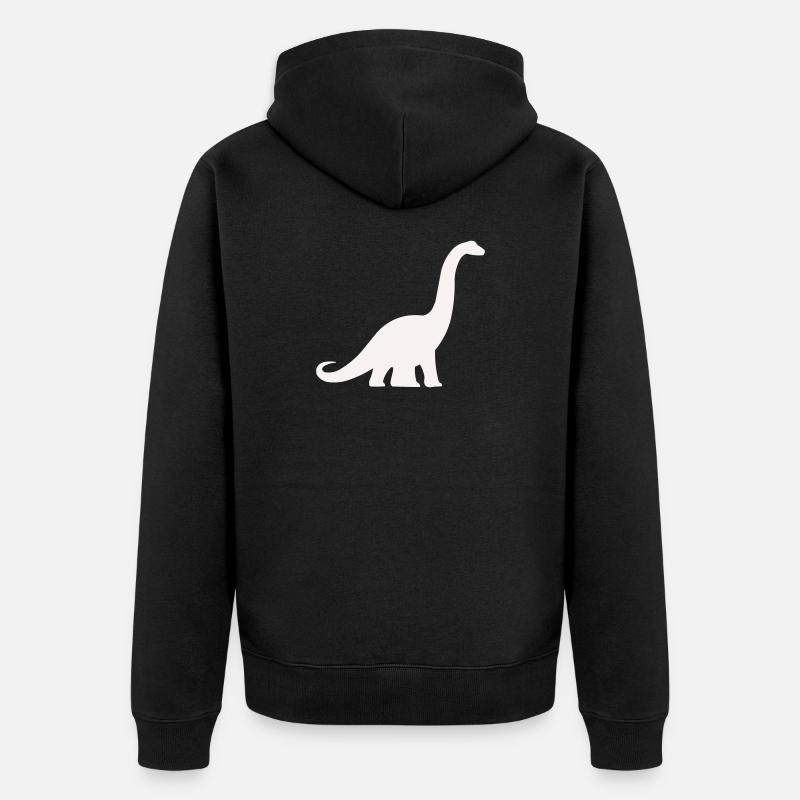 Dino silhuet med lang hals - Premium økologisk unisex-hættejakke - sort