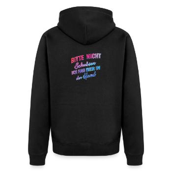 Please don't push, I've got beer in my hand - Unisex Premium Organic Zip Hoodie - black - Back - Nico (187cm)
