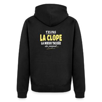 T'es pas la clope la mieux tassée fumeur - Veste à capuche bio Premium Unisexe - noir - Dos - Nico (187cm)