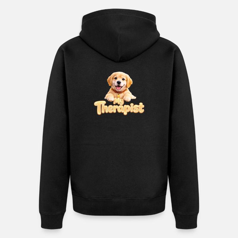 Golden Retriever, mon thérapeute - Veste à capuche bio Premium Unisexe - noir