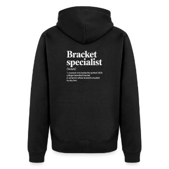 Bracket Specialist Basketball - Unisex Premium Organic Zip Hoodie - black - Back - Nico (187cm)