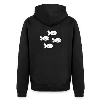 Four Friendly Little Fish - Unisex Premium Organic Zip Hoodie - black - Back - Nico (187cm)