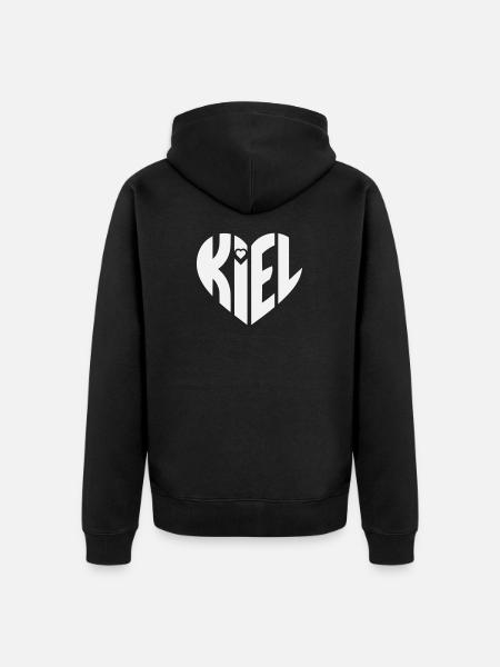 Kiel Heart Typography - Unisex Premium Organic Zip Hoodie - black