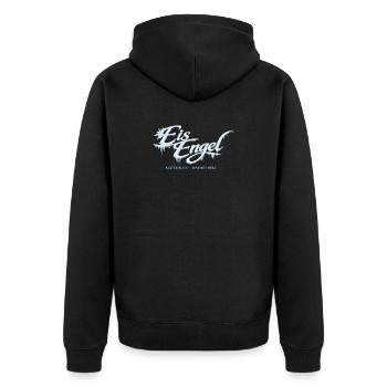 Eisengel: Kalter Blick, Warmes Herz - Unisex Premium Bio Zip Hoodie - Schwarz - Hinten - Nico (187cm)