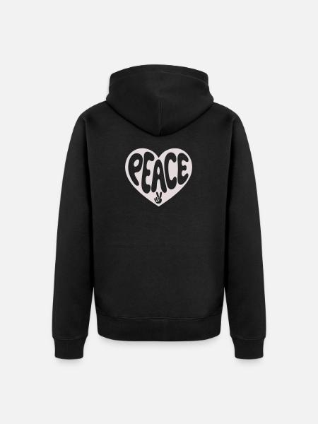 Peace Herz-Friedens Grafik - Unisex Premium Bio Zip Hoodie - Schwarz