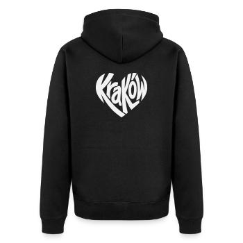 Krakow, Krakow Heart Typo Logo - Unisex Premium Organic Zip Hoodie - black - Back - Nico (187cm)