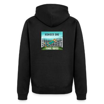 Endgegner: Torwart - Unisex Premium Organic Zip Hoodie - black - Back - Nico (187cm)