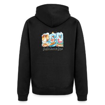 Sommer-Gänse Trio Summer Vibe Urlaub Strand - Unisex Premium Bio Zip Hoodie - Schwarz - Hinten - Nico (187cm)