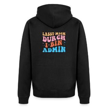 Laissez-moi passer par l’administration rétro technicien administratif - Veste à capuche bio Premium Unisexe - noir - Dos - Nico (187cm)