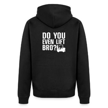 Do You Even Lift Bro Tractor Tee - Unisex Premium Organic Zip Hoodie - black - Back - Nico (187cm)