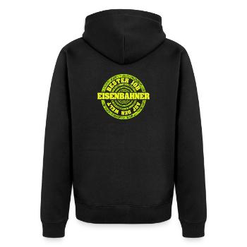 Geschenk für Eisenbahner - Unisex Premium Bio Zip Hoodie - Schwarz - Hinten - Nico (187cm)