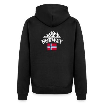 Vacances en Norvège dans les fjords de Norge Voyage en Scandinavie - Veste à capuche bio Premium Unisexe - noir - Dos - Nico (187cm)