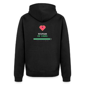 Respawn en cours – Gamer Rétro Pixel Art - Veste à capuche bio Premium Unisexe - noir - Dos - Nico (187cm)
