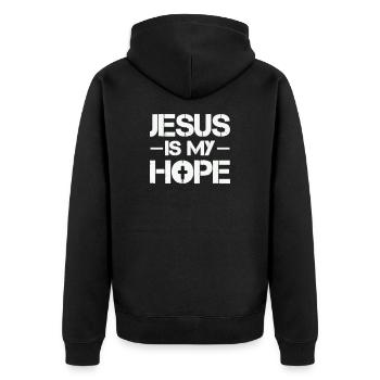 Jesus is my hope - Unisex Premium Organic Zip Hoodie - black - Back - Nico (187cm)