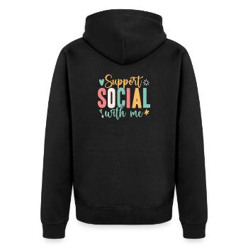 Citation d’un travailleur social : Support with Me Social Work - Veste à capuche bio Premium Unisexe - noir - Dos - Nico (187cm)