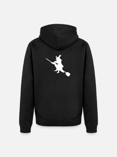 Hexe auf Besen Silhouette - Unisex Premium Bio Zip Hoodie - Schwarz