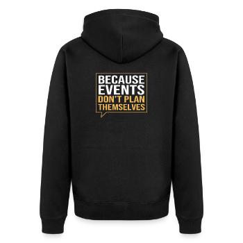 Event Planer - Unisex Premium Bio Zip Hoodie - Schwarz - Hinten - Nico (187cm)