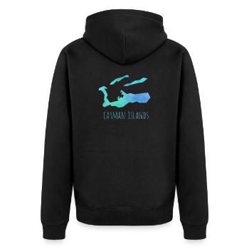 Cayman Islands - Unisex Premium Organic Zip Hoodie - black - Back - Nico (187cm)