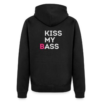 KISS MY (B) ASS - Unisex Premium Organic Zip Hoodie - black - Back - Nico (187cm)
