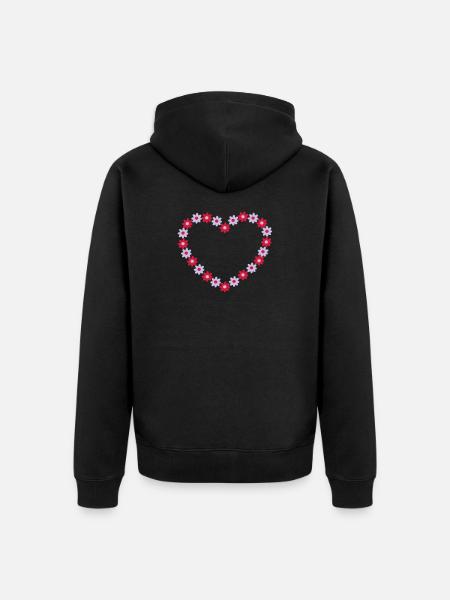 Blume Herz - Unisex Premium Bio Zip Hoodie - Schwarz