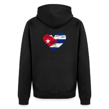 Cuba with heart - Unisex Premium Organic Zip Hoodie - black - Back - Nico (187cm)