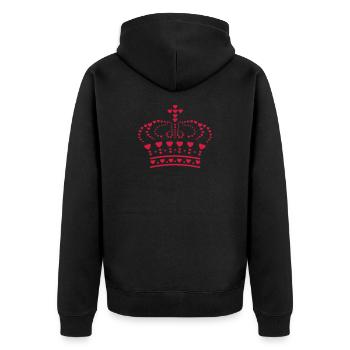 Krone Herzen König - Unisex Premium Bio Zip Hoodie - Schwarz - Hinten - Nico (187cm)